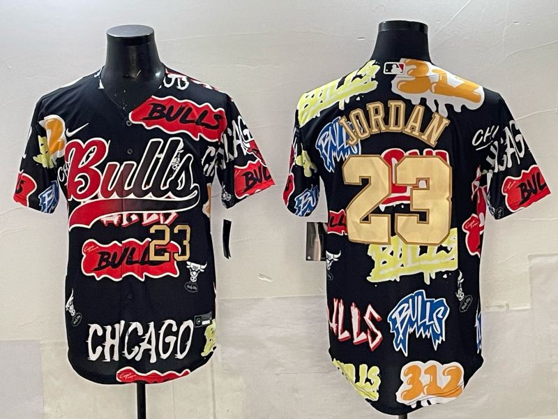 Men Chicago Bulls Nike #23 Jordan black NBA 2025 Jersey style 07